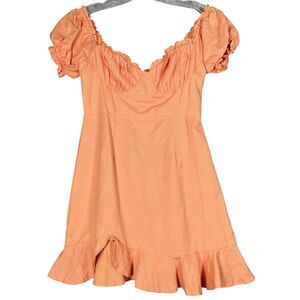 Hello Molly Dress Womens 4 Peach All I Need Mini Dress Peasant Bohemian Romantic